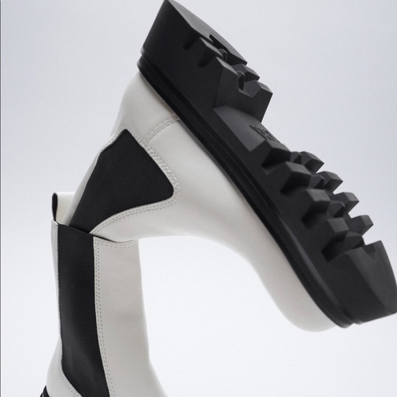 ZARA LUG SOLE LEATHER ANKLE BOOTS - Picture 5 of 8